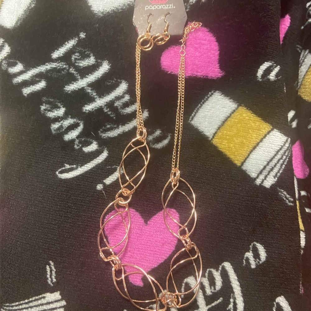 Gold necklace with matching earrings